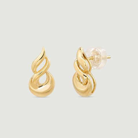 Sleek Fluid Gold Stud Earrings