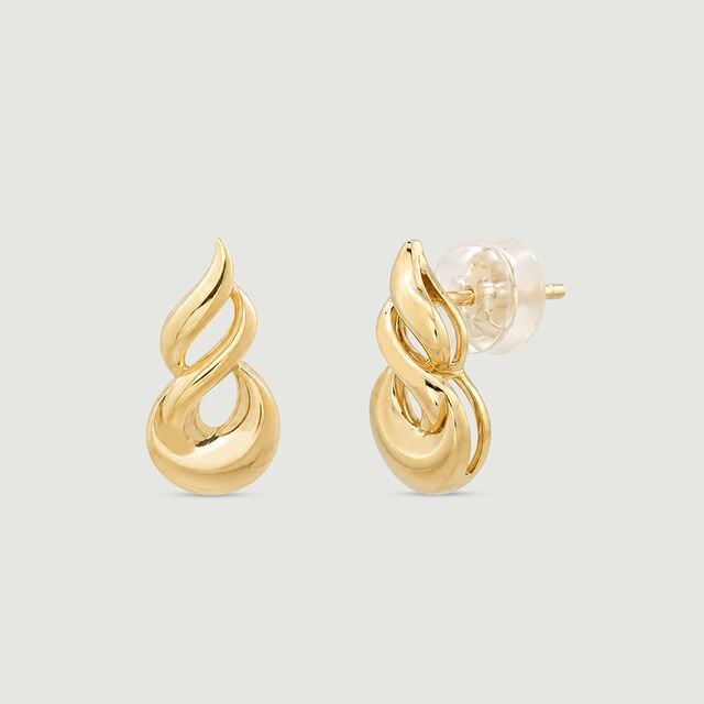 Sleek Fluid Gold Stud Earrings,,hi-res image number null
