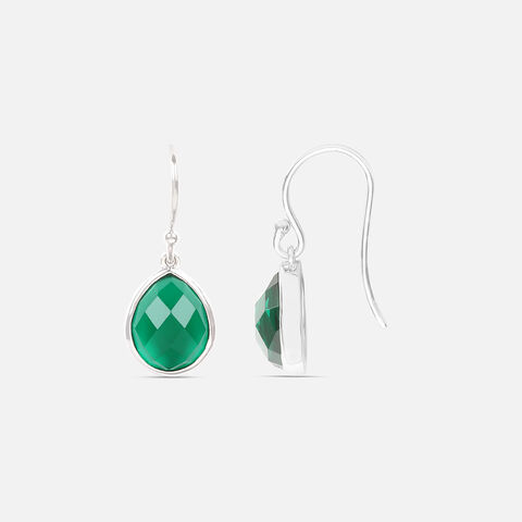 Verdant Glow Silver Hoop Earrings