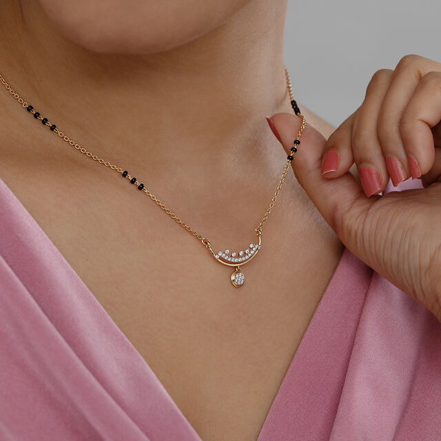 Luminous Curve Gold and Diamond Mangalsutra,,hi-res image number null