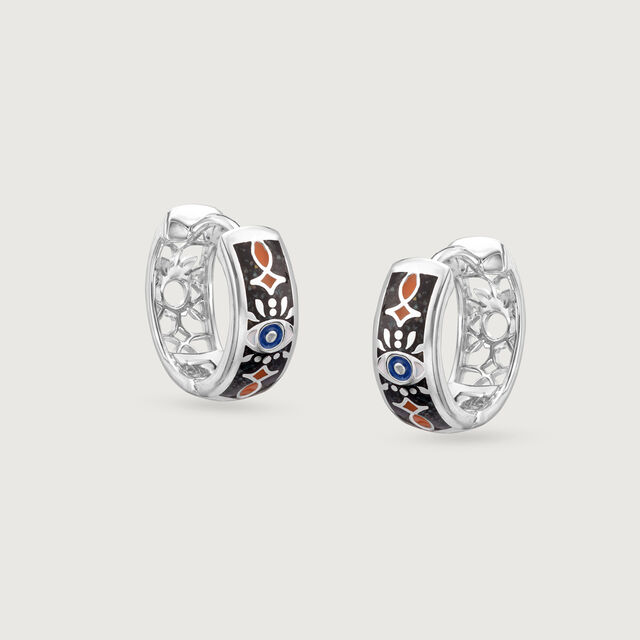 Cosmic Drip Silver Hoop Earrings,,hi-res image number null