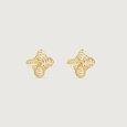 Fluid Bloom Gold Stud Earrings,,hi-res view 3