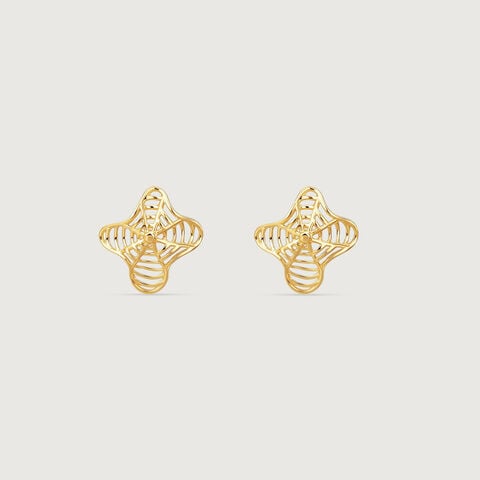 Fluid Bloom Gold Stud Earrings