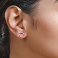 14 KT Rose Gold Shimmering Circle Diamond Stud Earrings,,hi-res view 3