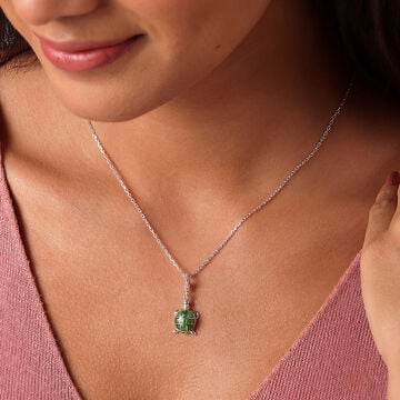 Emerald Oasis Turtle Silver Charm