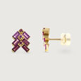 Vibrant Charm Garnet & Gold Stud Earrings,,hi-res view 3