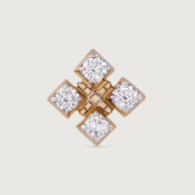 Squared Sparkle Gold and Diamond Nose Pin,,hi-res image number null