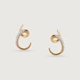 Ethereal Curves 14 Kt Gold & Diamond Hoop Earrings,,hi-res view 3