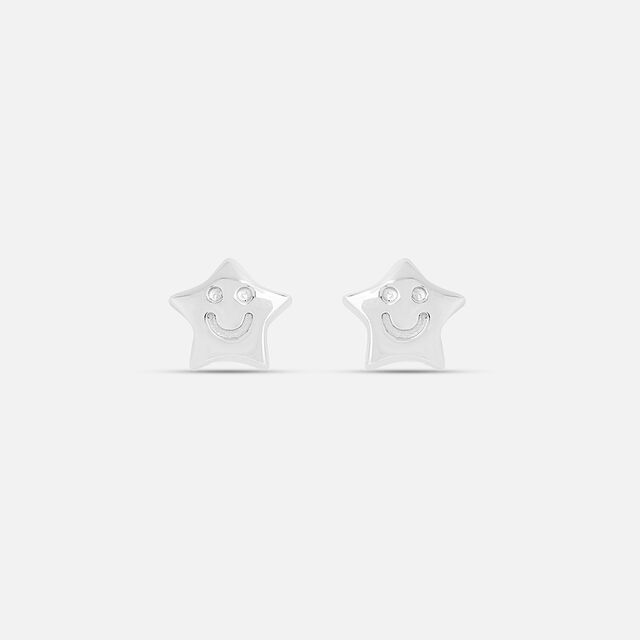 Happy Star Silver Stud Earrings,,hi-res image number null