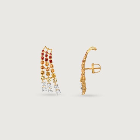 Radiant Spectrum Sapphires & Diamond Drop Earrings