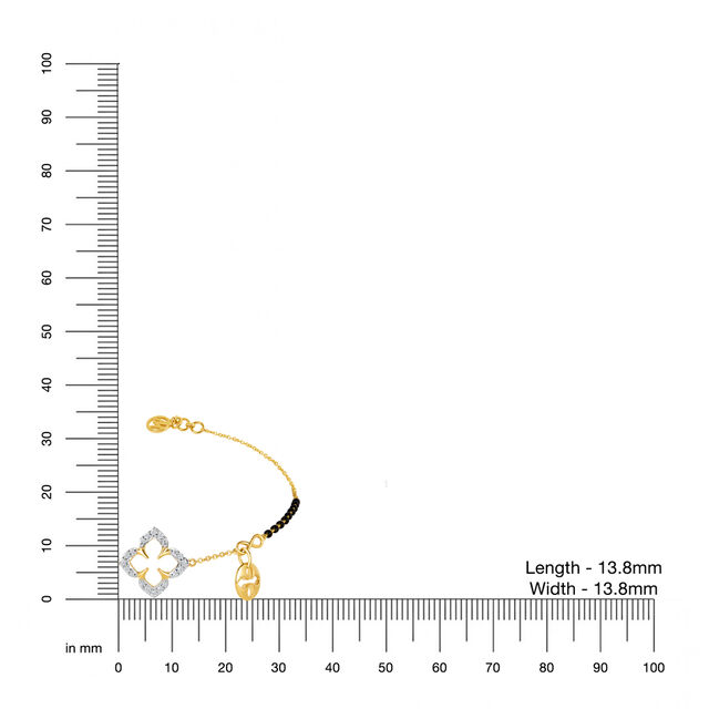 14KT Yellow Gold Clover Forever Diamond Mangalsutra Bracelet,,hi-res view 4