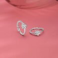 Floral Charm Silver Toe Rings,,hi-res view 1