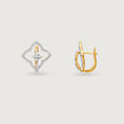 Chic Floral Gold & Diamond Hoop Earrings,,hi-res view 4