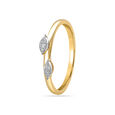 14 KT Yellow Gold Minimalist Greenery Diamond Finger Ring,,hi-res view 3
