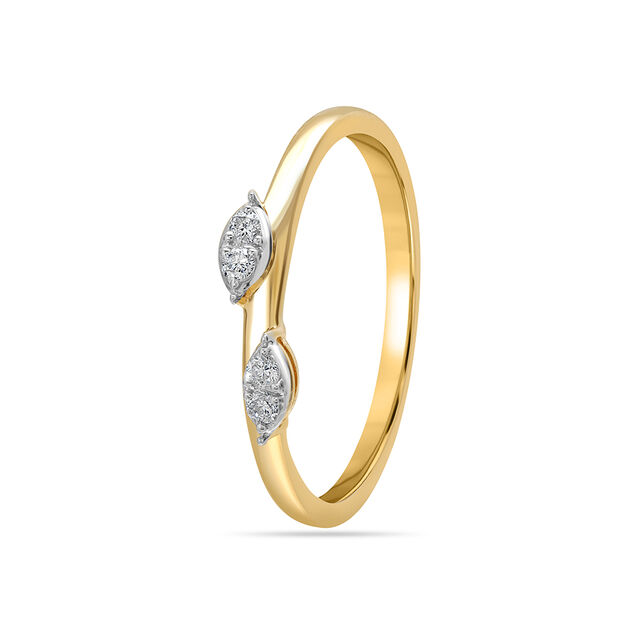 14 KT Yellow Gold Minimalist Greenery Diamond Finger Ring,,hi-res view 3