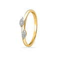 14KT Yellow Gold Minimalist Greenery Diamond Finger Ring,,hi-res view 3