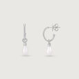 Dainty Drip Silver Hoop Earrings,,hi-res view 4
