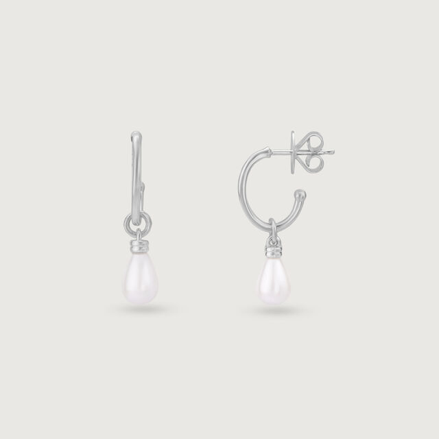 Dainty Drip Silver Hoop Earrings,,hi-res image number null