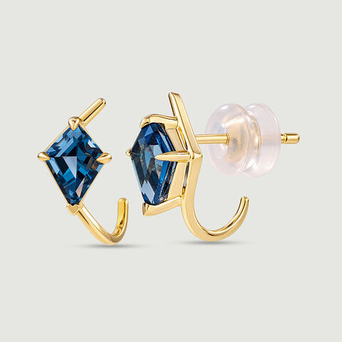 Azure Rays Topaz Gold Hoop Earrings