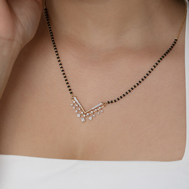 Glistening Fringe Gold and Diamond Mangalsutra,,hi-res image number null