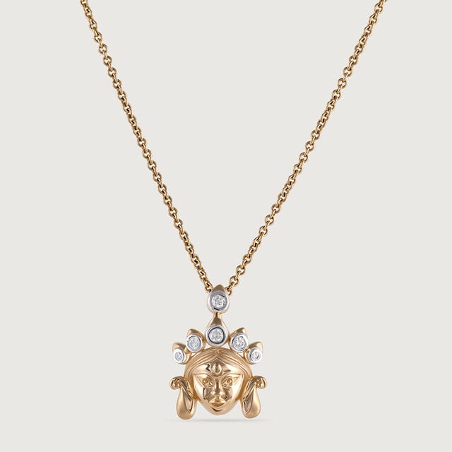 Maa Durga Gold and Diamond Pendant,,hi-res image number null