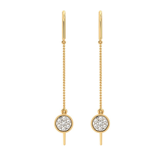 Circle Of Radiance Yellow Gold Drop Diamond Earrings,,hi-res view 1