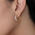 Dazzling Rows Gold & Diamond Hoop Earrings,,hi-res view 2