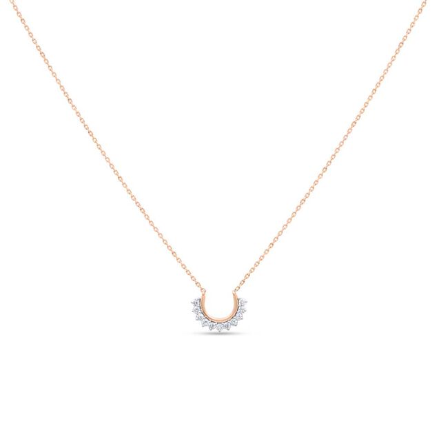 14 KT Rose Gold Floral Diamond Necklace,,hi-res view 2