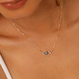 14KT Yellow Gold Evil Eye Necklace With Diamonds,,hi-res view 1