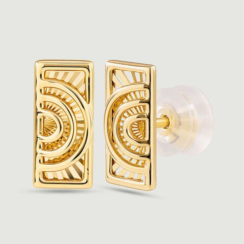 Intricate Geometric Gold Stud Earrings