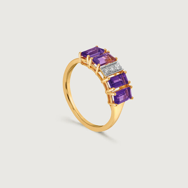 Mystic Dusk 14KT Diamond & Amethyst Finger Ring,,hi-res image number null