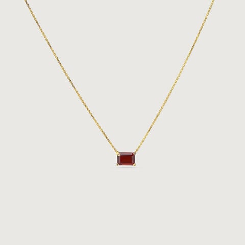 Bold Linear Red Garnet Gold Necklace