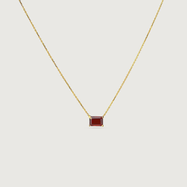 Bold Linear Red Garnet Gold Necklace,,hi-res image number null