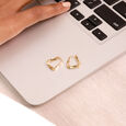 Sculpted Triangle Gold Hoop Earrings,,hi-res view 1