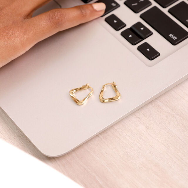 Sculpted Triangle Gold Hoop Earrings,,hi-res image number null
