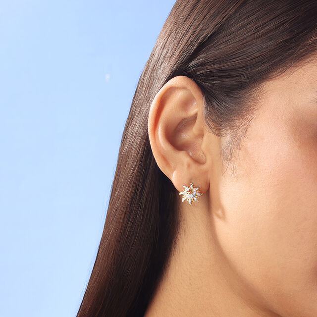 Solar Radiance Diamond Hoop Earrings,,hi-res image number null