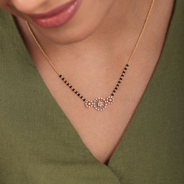 Sparkling Swirls 18 KT Gold and Diamond Mangalsutra,,hi-res image number null