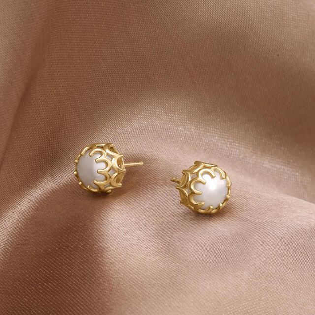 Arch Glow Pearl Stud Earrings,,hi-res image number null