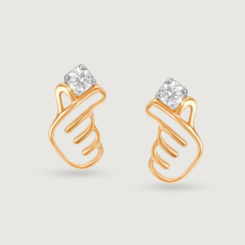 Korean Hearts 14KT Yellow Gold Stud Earrings