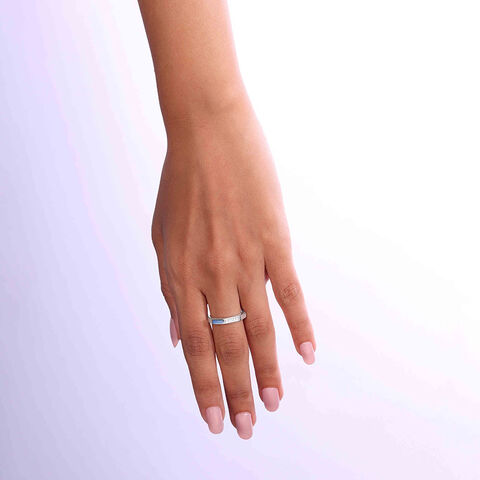 Playful Geometric Opal Silver Ring