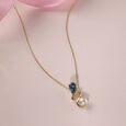 Aqua Shine Pearl & Gold Pendant,,hi-res view 1