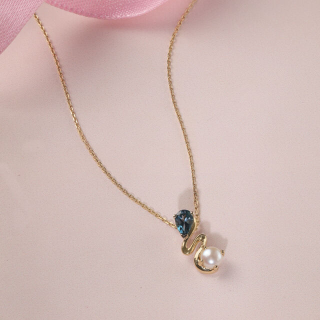 Aqua Shine Pearl & Gold Pendant,,hi-res image number null