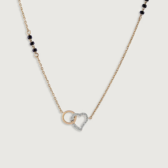 Delicate Heart Gold & Diamond Mangalsutra,,hi-res image number null