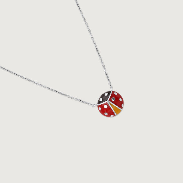 Whimsical Ladybug Silver Necklace,,hi-res image number null