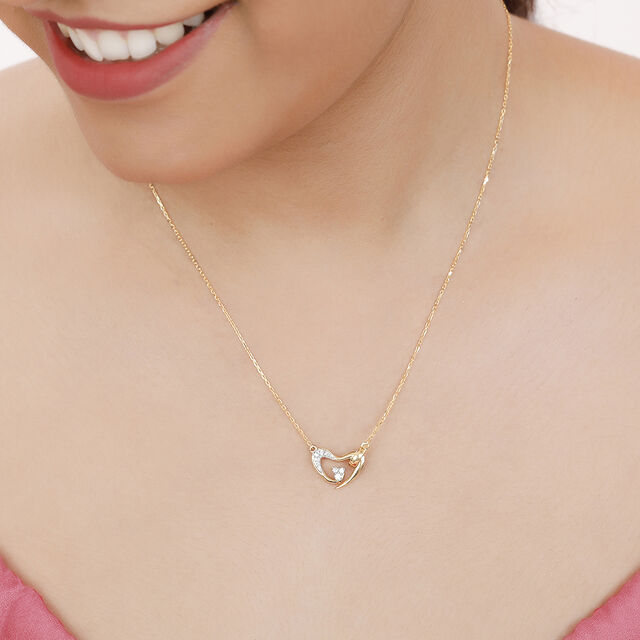 14KT Yellow Gold Sparkling Heart Slider Diamond Pendant with Chain,,hi-res image number null
