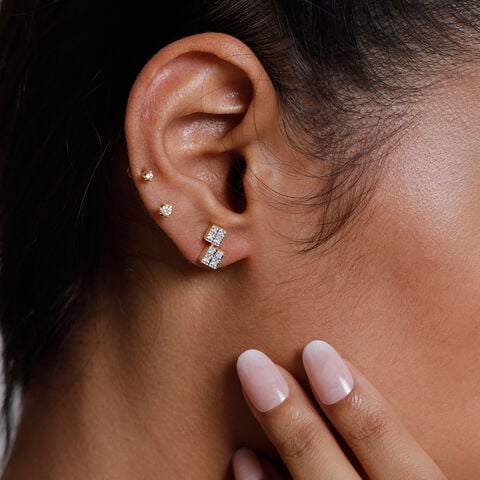 Chic Geometric Diamond Stud Earrings