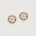 Eternal Bloom 14 kt Gold & Diamond Stud Earrings,,hi-res view 3