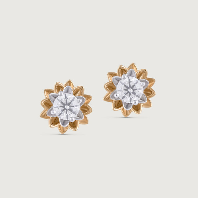 Eternal Bloom 14 kt Gold & Diamond Stud Earrings,,hi-res image number null