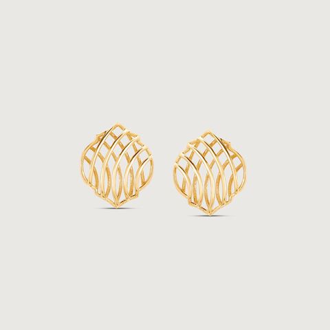 Bold Mesh Gold Stud Earrings