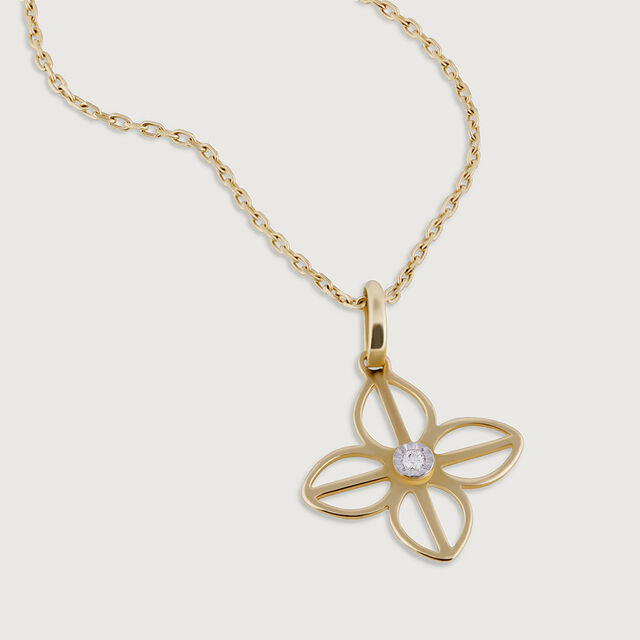 Elegant Floral Gold & Diamond Pendant,,hi-res image number null